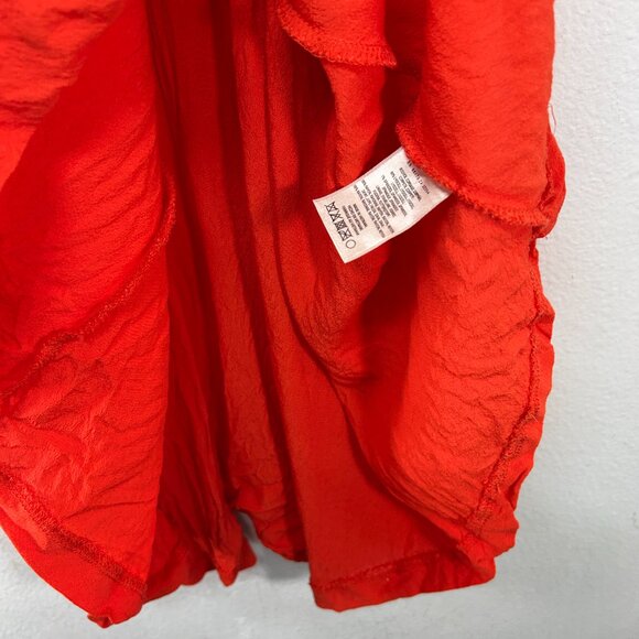 Anthropologie Maeve Cameron Dress medium orange red colorblock Rib  Asymmetrical - Picture 4 of 13